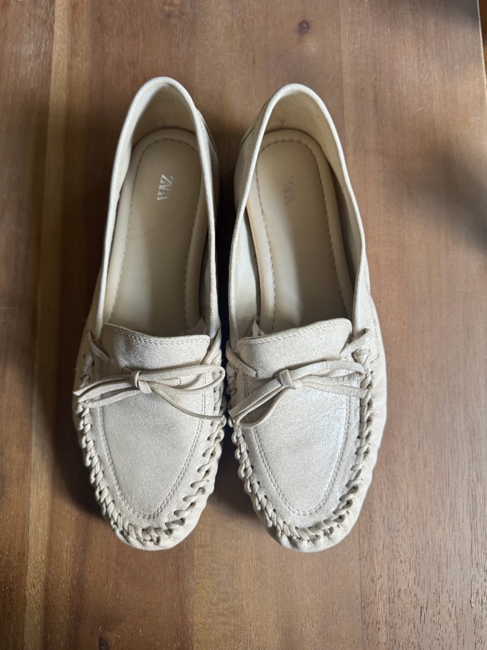 Zara Gathered Soft Leather Loafers